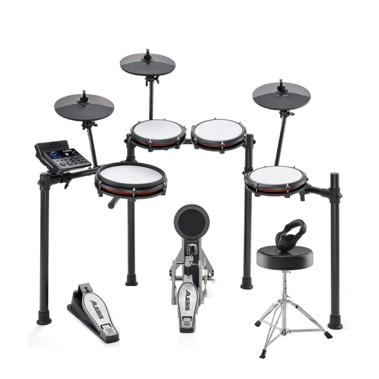 Alesis Nitro Max Kit Electronic Drum Set Bundle with Throne and Headphones