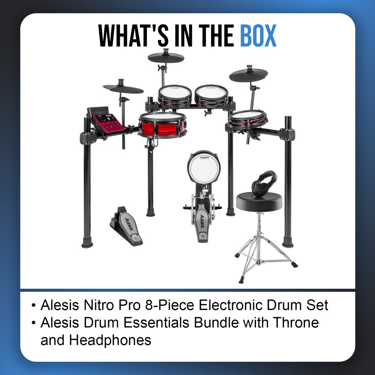 Alesis Nitro Pro 8-Piece Electronic Drum Set with Throne and Headphones Bundle