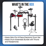 Alesis Nitro Pro 8-Piece Electronic Drum Set with Throne and Headphones Bundle
