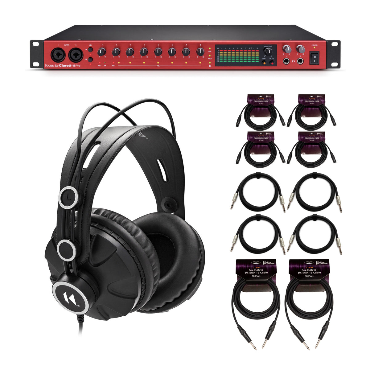 Focusrite Clarett Plus 8Pre 18-Inch and 20-Out Audio Interface Bundle ...