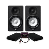 Yamaha HS5 70W Powered Studio Monitors Bundle with Isolation Pads and Cable