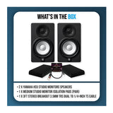 Yamaha HS5 70W Powered Studio Monitors Bundle with Isolation Pads and Cable