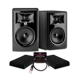 JBL 306P MkII Powered 2-Way Studio Monitor Pair Bundle Isolation Pads and Cable