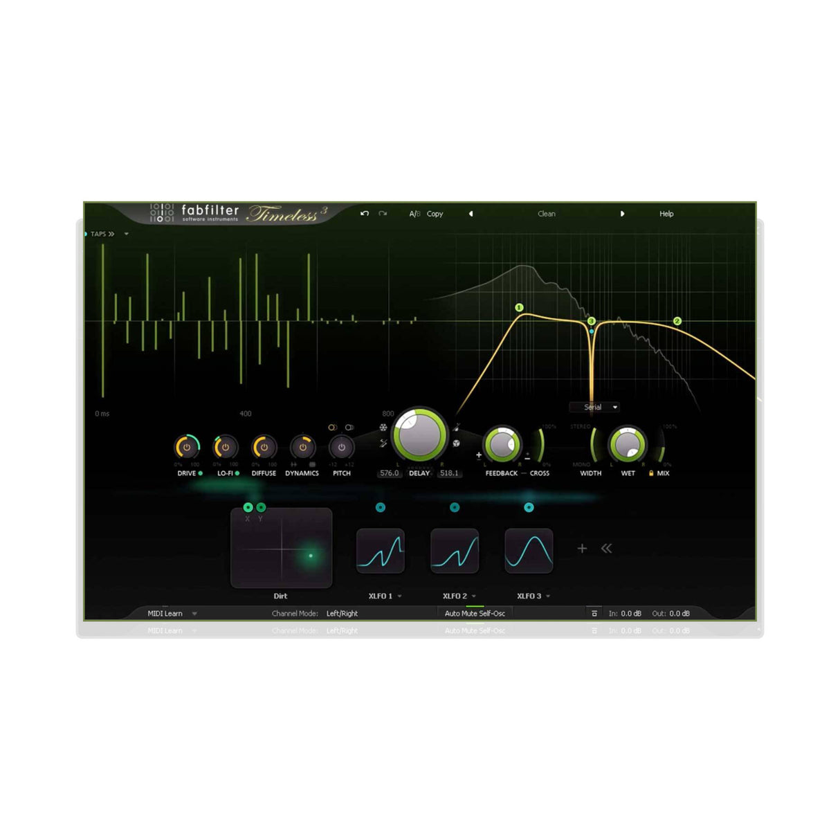 FabFilter Timeless 3 Tape Delay Plug-in for Music Production with Easy Drag-and-drop Modulation