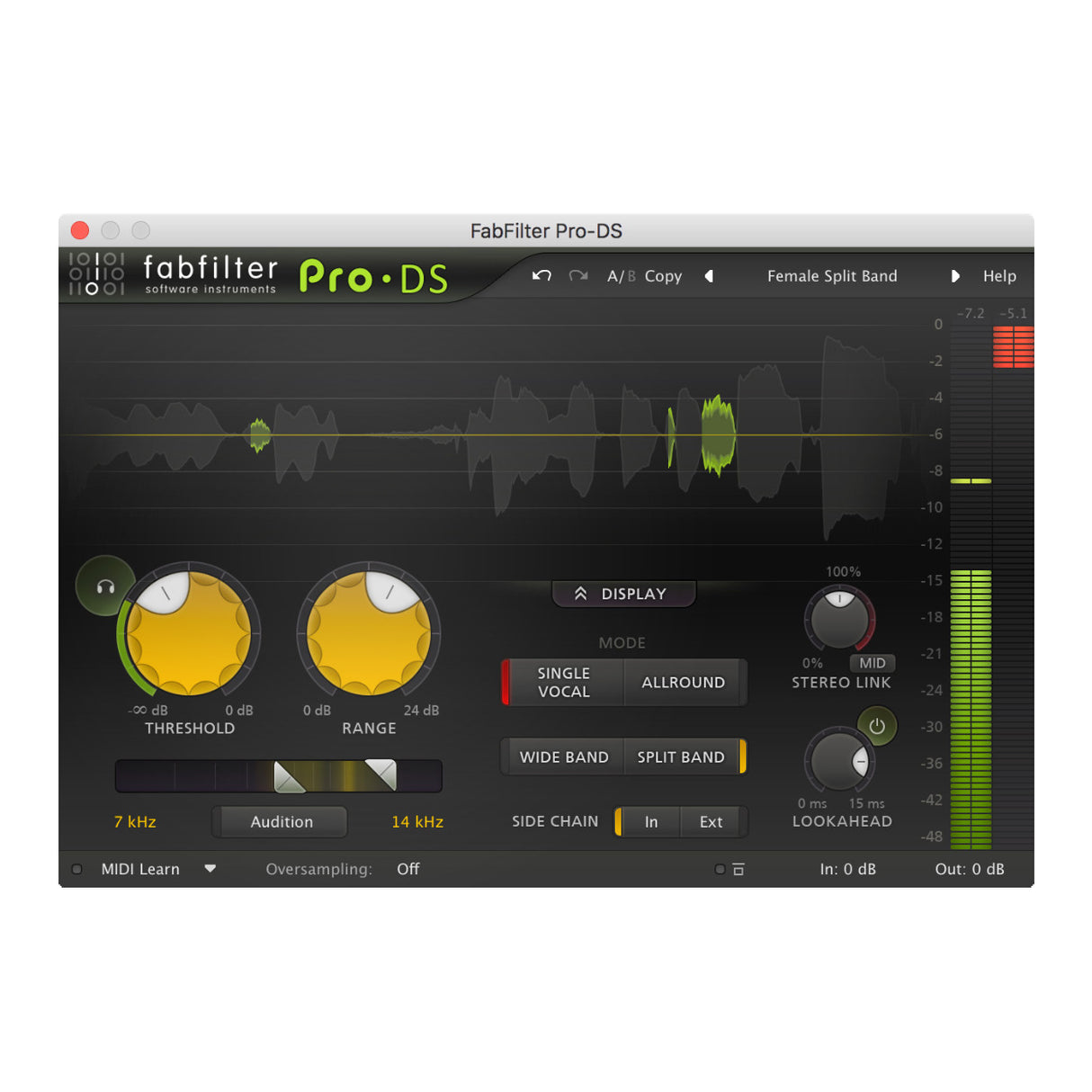 FabFilter Pro-DS De-Esser Plugin for Vocal and Speech Processing