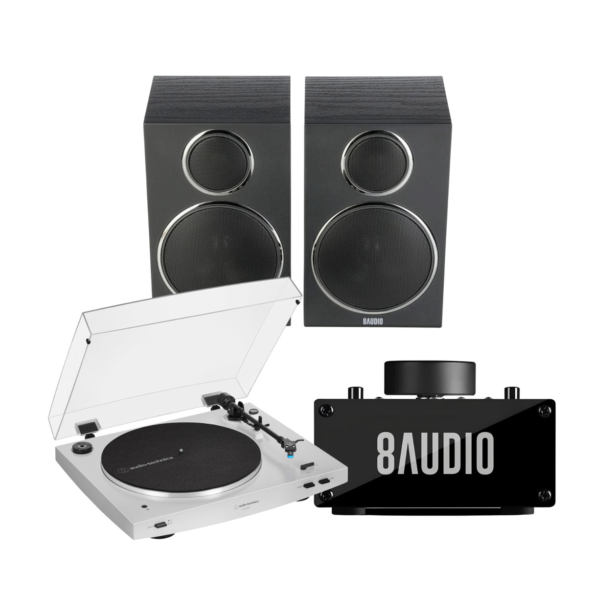 Audio Technica AT-LP3XBT Automatic Wireless Belt-Drive Turntable (White) Bundle