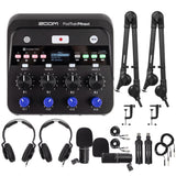 Zoom PodTrak P4next Podcast Recorder Bundle with 2 Mic Packs and Stands (Open Box)