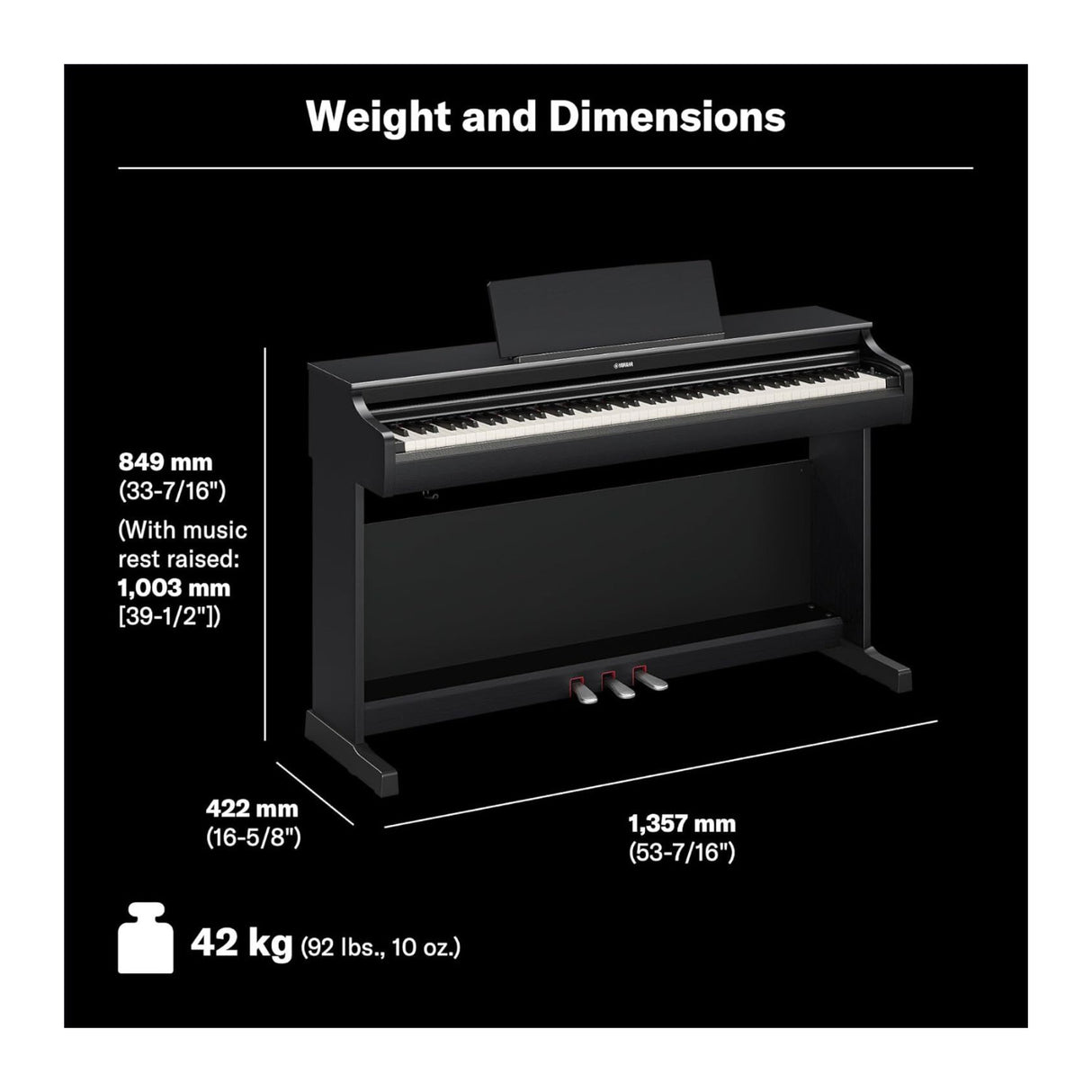 Yamaha Arius YDP-166B Digital Home Piano with Bench (Black Walnut)