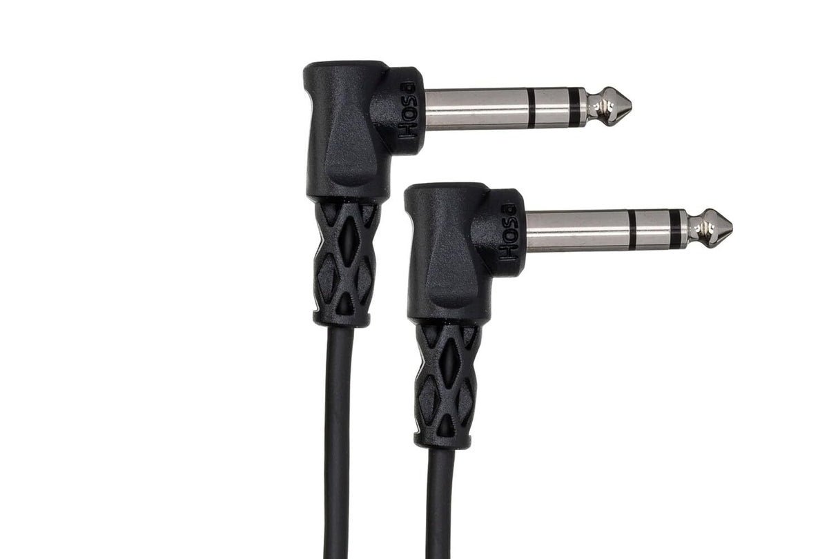 Hosa Balanced Interconnect, Right-angle 1/4 in TRS to Same, 3 ft