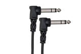 Hosa Balanced Interconnect, Right-angle 1/4 in TRS to Same, 3 ft