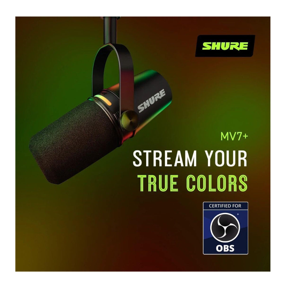 Shure MV7+ XLR and USB Podcast Dynamic Microphone with Stand