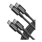 Anker New Nylon USB C to USB C Cable, 60W Fast Charging (6 ft, 2-Pack, Black)