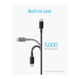 Anker New Nylon USB C to USB C Cable, 60W Fast Charging (6 ft, 2-Pack, Black)