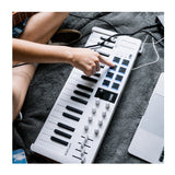 Arturia MiniLab 37 Universal MIDI 37-Key Keyboard Controller with 8 Pads and DAW Control (White)