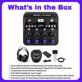 Zoom PodTrak P4next Recorder Bundle with Bluetooth Adapter, Headphones, Pop Filter, Case & Aux Cable