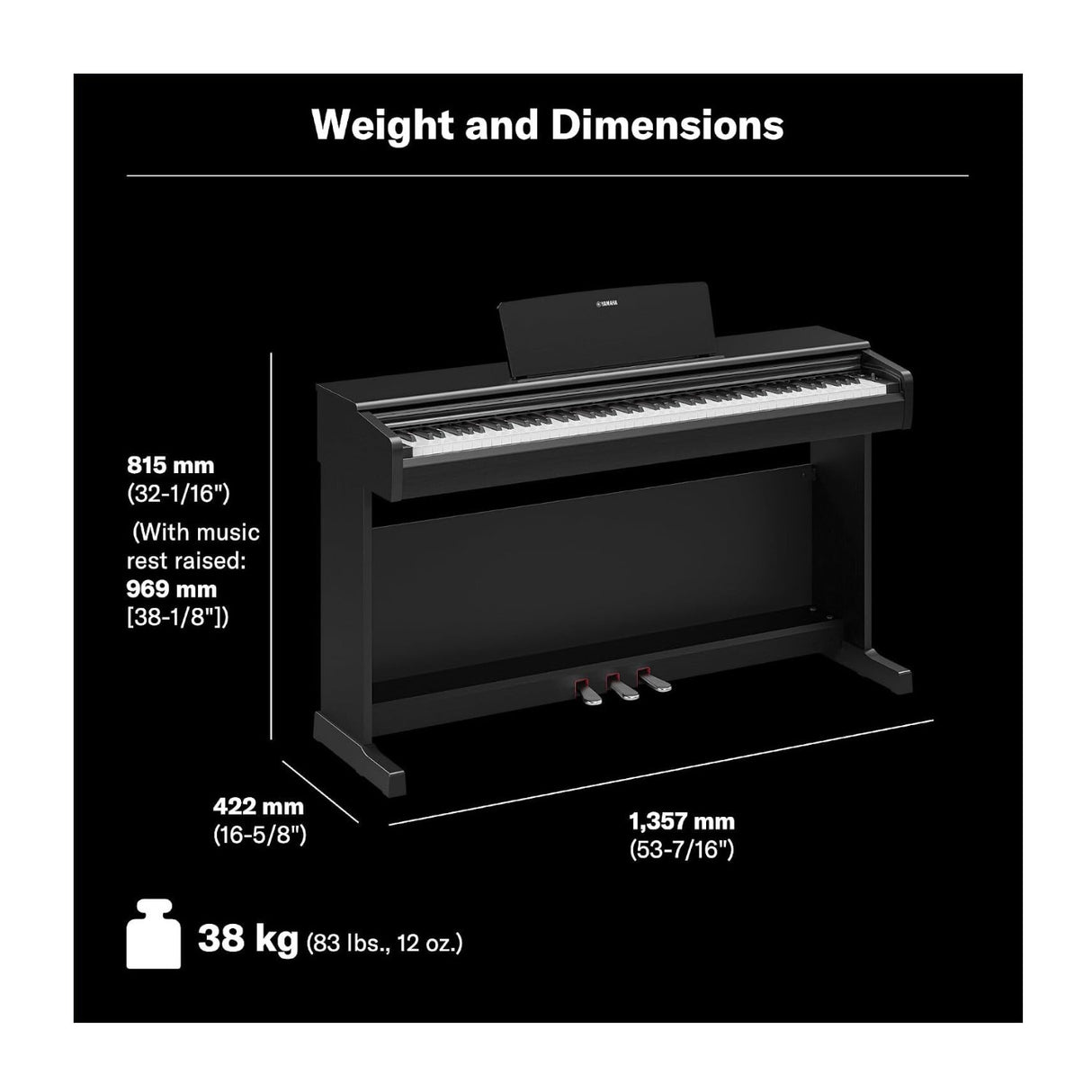 Yamaha Arius YDP-146 88 Key Weighted Digital Home Piano with Bench (White)