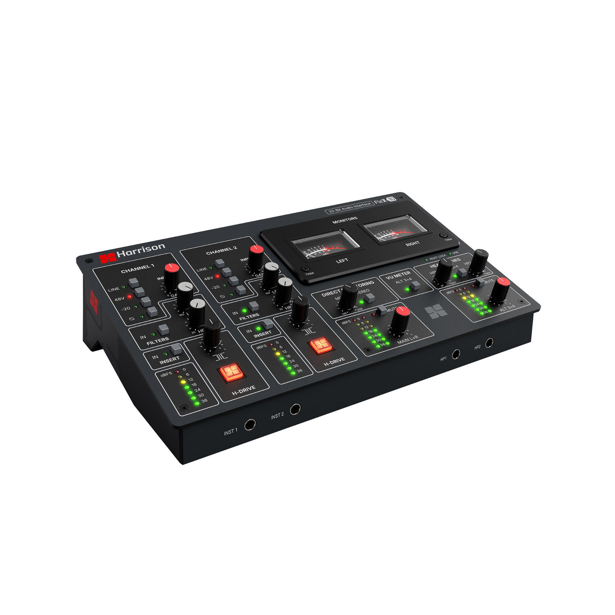 Harrison Audio Flex-10 USB C and ADAT Audio Interface with H-Drive Preamps (Black)