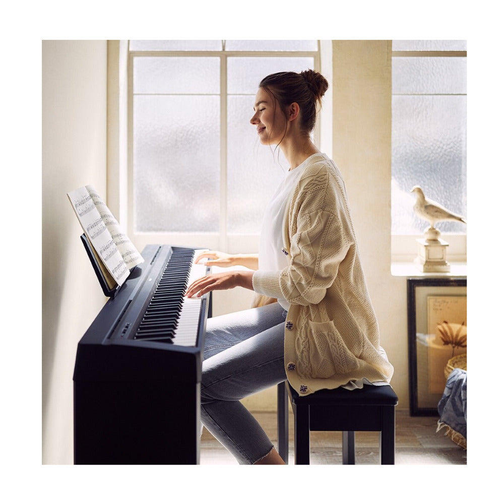 Yamaha P45B 88-Key Black Digital Piano with GHS Keyboard, 64-Note Polyphony, and L85 Piano Stand