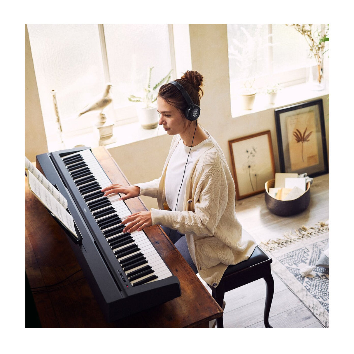 Yamaha P45B 88-Key Black Digital Piano with GHS Keyboard, 64-Note Polyphony, and L85 Piano Stand
