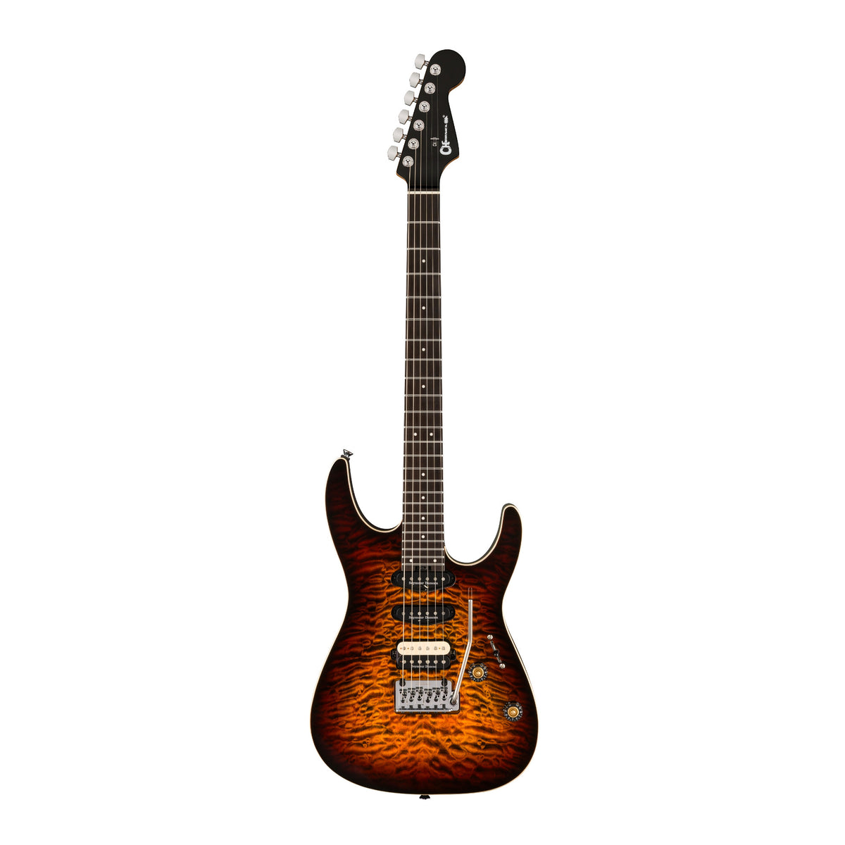 Charvel Pro-Mod Plus Dinky DK24 HSS 2PT EB QM Electric Guitar (Amber Tiger Eye)