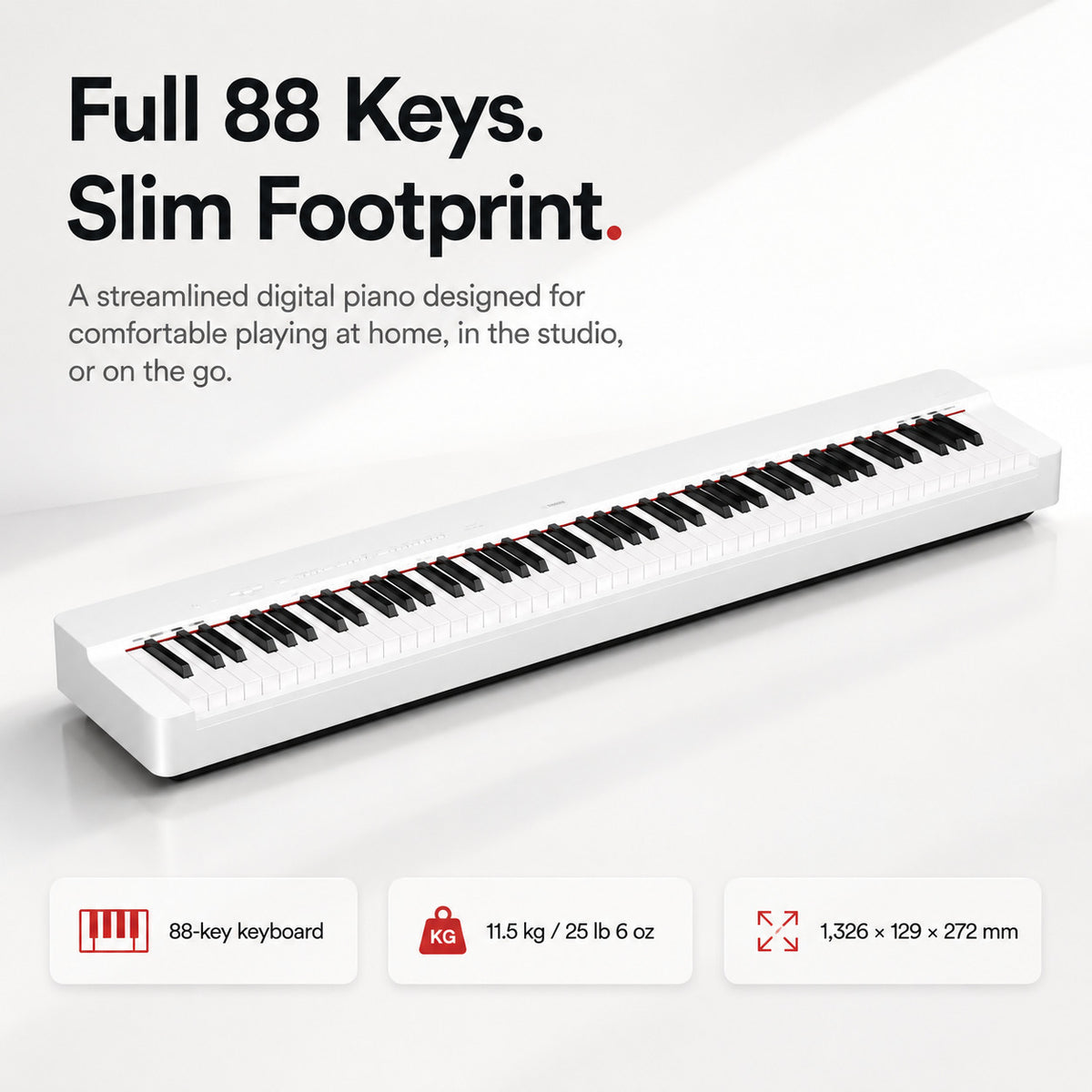 Yamaha P-225 88-Key Portable Digital Piano with Stand and Pedal Unit (White)