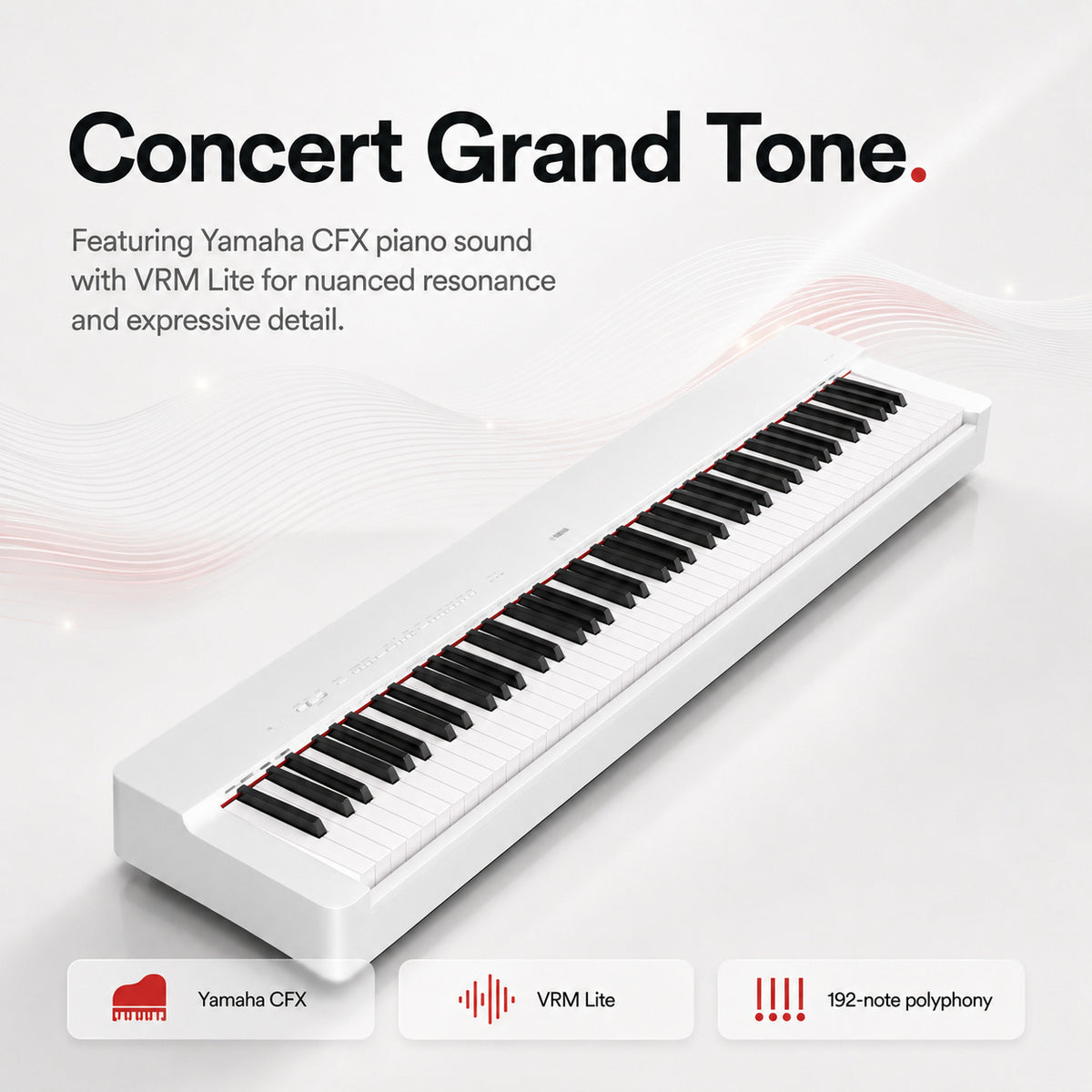 Yamaha P-225 88-Key Portable Digital Piano with Stand and Pedal Unit (White)