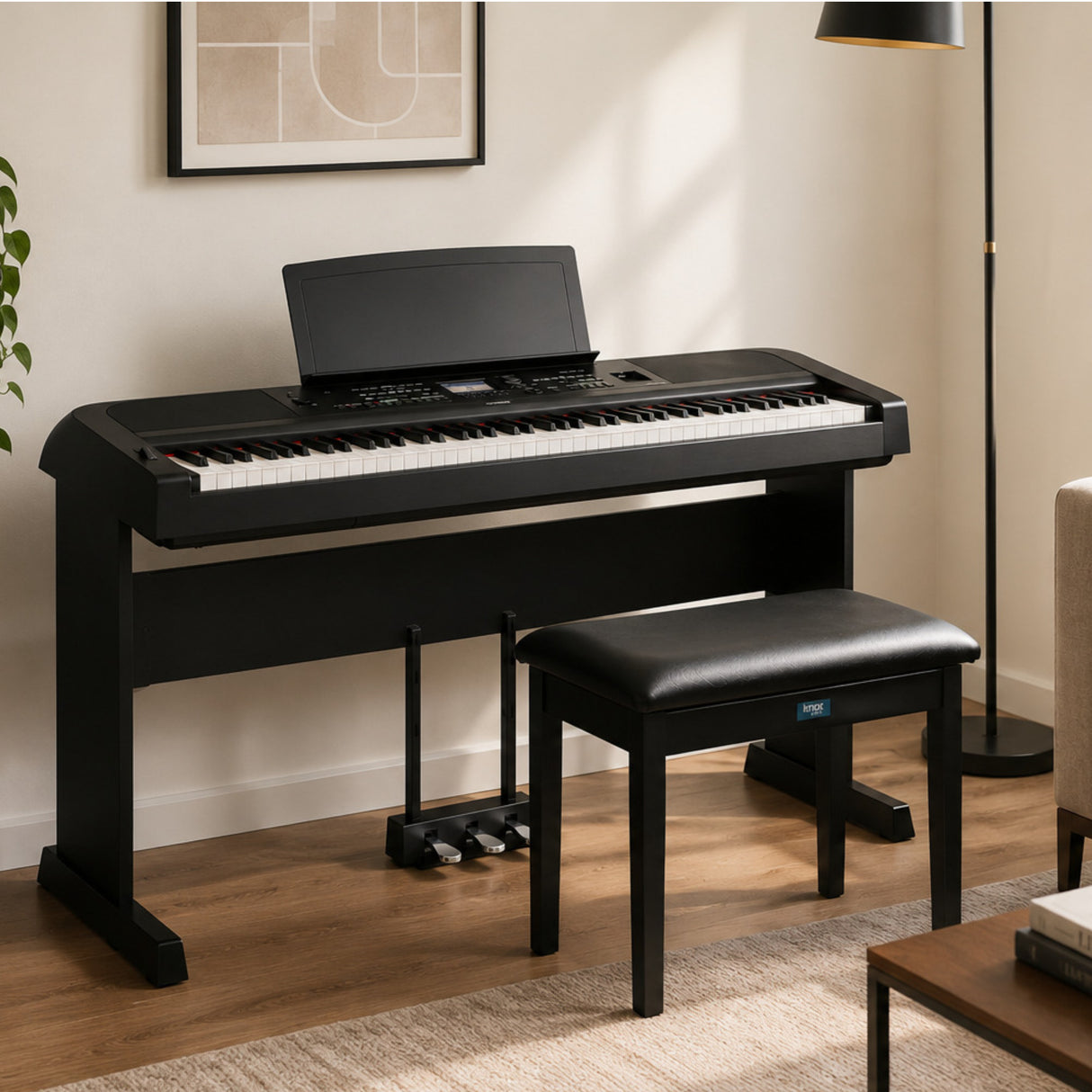 Yamaha DGX670 88-Key Portable Grand Piano Bundle with Stand and Pedal (Black)