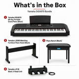 Yamaha DGX670 88-Key Portable Grand Piano Bundle with Stand, Bench, and Pedal (Black)