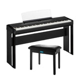 Yamaha P525 88-Key Weighted Action Digital Piano Bundle with Stand and Bench (Black)