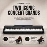 Yamaha P525 88-Key Weighted Action Digital Piano Bundle with Stand and Bench (Black)