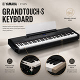 Yamaha P525 88-Key Weighted Action Digital Piano Bundle with Stand and Bench (Black)