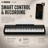 Yamaha P525 88-Key Weighted Action Digital Piano Bundle with Stand and Bench (Black)