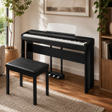 Yamaha P525 88-Key Weighted Action Digital Piano Bundle with Stand and Bench (Black)