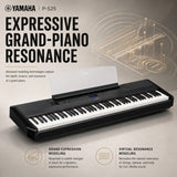 Yamaha P525 88-Key Weighted Action Digital Piano Bundle with Stand (Black)