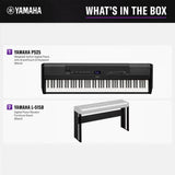 Yamaha P525 88-Key Weighted Action Digital Piano Bundle with Stand (Black)