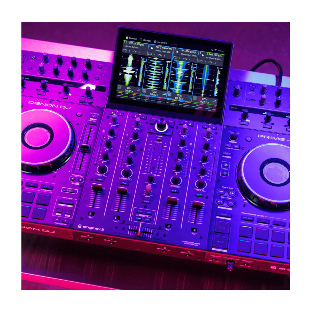 Denon DJ PRIME 4+ 4-Channel Standalone DJ System with Built-in FX, Lighting Output, and Stems