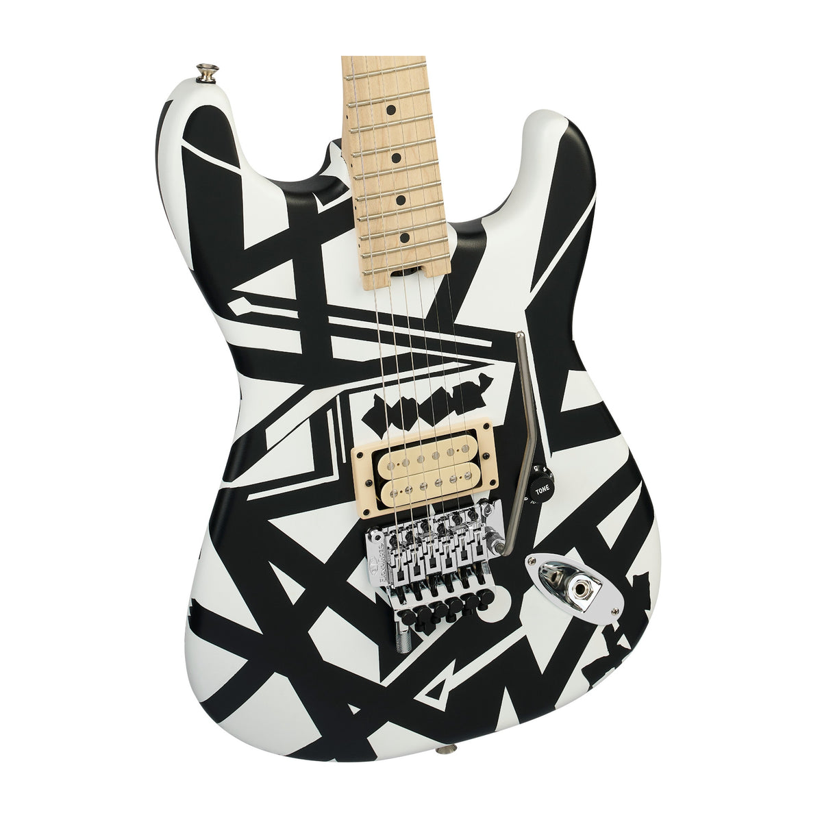 EVH Striped Series Shapes 6-String Electric Guitar with Maple Fingerboard (White and Black)