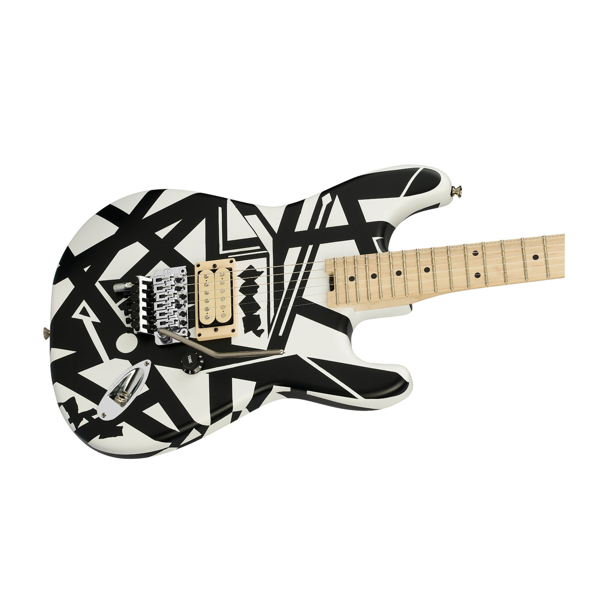 EVH Striped Series Shapes 6-String Electric Guitar with Maple Fingerboard (White and Black)