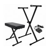 Casio Casiotone LK-S250C3 61-Key Keyboard Bundle with Stand, Bench, Sustain Pedal, and Headphones