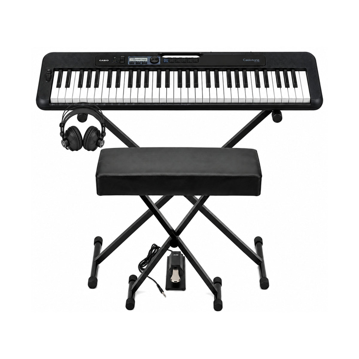 Casio Casiotone CT-S300 61-Key Keyboard Bundle with Stand, Bench, Sustain Pedal, and Headphones