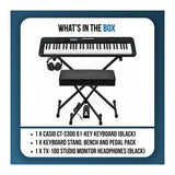 Casio Casiotone CT-S300 61-Key Keyboard Bundle with Stand, Bench, Sustain Pedal, and Headphones