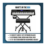 Casio Casiotone CT-S400 61-Key Keyboard Bundle with Stand, Bench, Sustain Pedal, and Headphones
