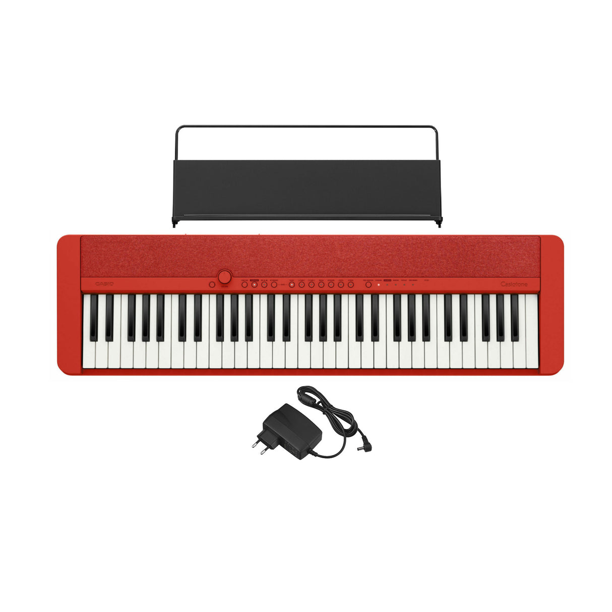 Casio Casiotone CT-S1 Red 61-Key Keyboard Bundle with Stand, Bench, Sustain Pedal, and Headphones