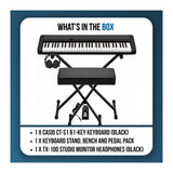 Casio Casiotone CT-S1 Black 61-Key Keyboard Bundle with Stand, Bench, Sustain Pedal, and Headphones