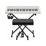 Casio Casiotone CT-S1 White 61-Key Keyboard Bundle with Stand, Bench, Sustain Pedal, and Headphones