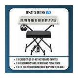 Casio Casiotone CT-S1 White 61-Key Keyboard Bundle with Stand, Bench, Sustain Pedal, and Headphones