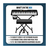 Casio Casiotone CT-S200 Black 61-Key Keyboard Bundle with Stand, Bench, Pedal, and Headphones