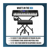 Casio Casiotone CT-S500 61-Key Arranger Keyboard Bundle with Stand, Bench, Pedal, and Headphones