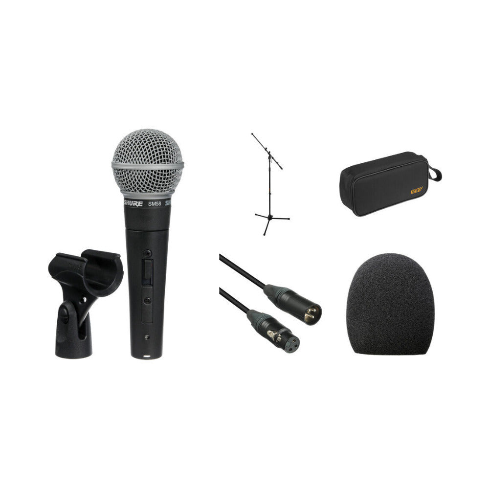 Shure SM58S Cardioid Vocal Microphone Bundle with Boom Stand and Cable
