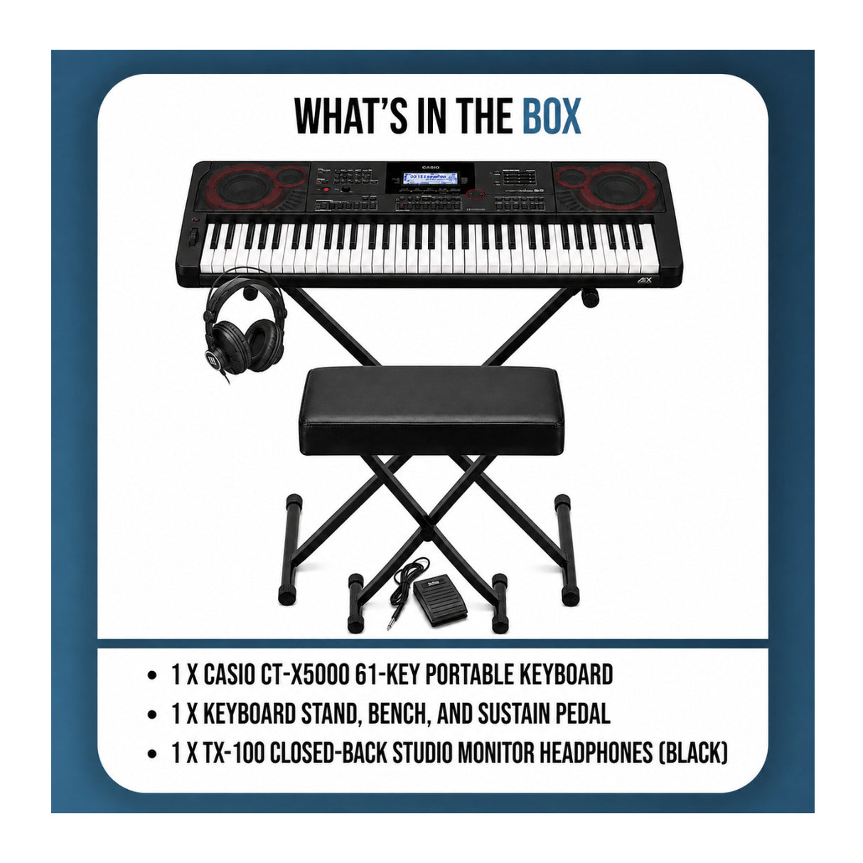 Casio CTX5000 61-Key Portable Keyboard Bundle with Stand, Bench, and Headphones